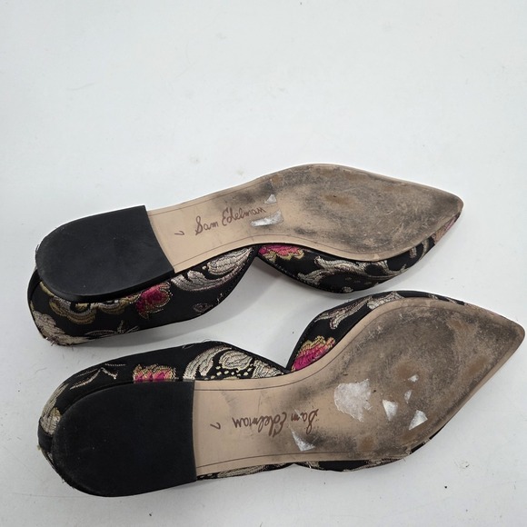 Sam Edelman Flats D'Orsay Rena Slipper Floral Embroidered Fabric WM Sz 7M - Picture 5 of 6